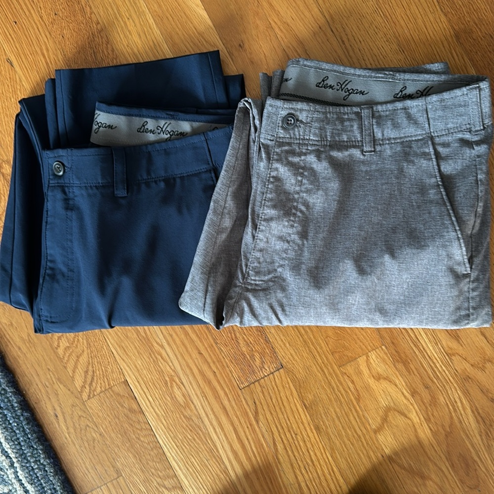 2 pairs Ben Hogan golf pants 34/32 gray & navy